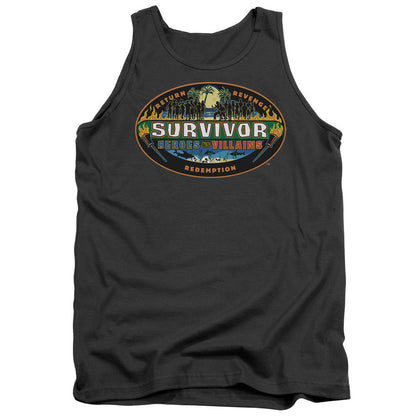 Survivor Heroes Vs Villains Mens Tank Top Shirt Charcoal