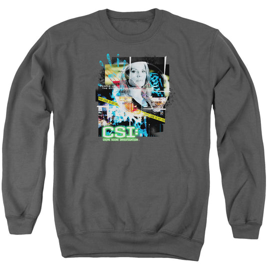 Csi Evidence Collage Mens Crewneck Sweatshirt Charcoal Officially Licensed