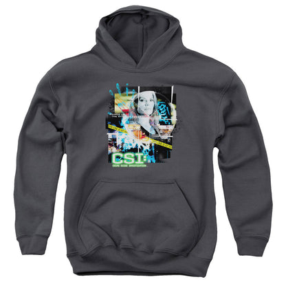 Csi Evidence Collage Kids Youth Hoodie Charcoal Officially Licensed