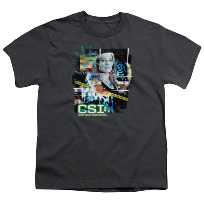Csi Evidence Collage Kids Youth T Shirt Charcoal Officially Licensed