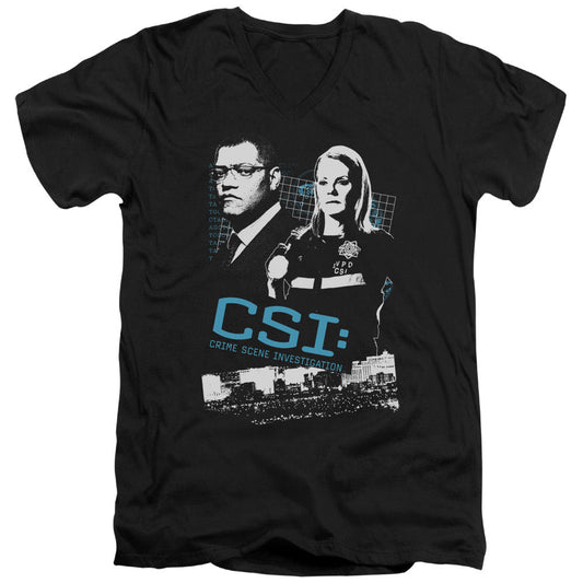 Csi Investigate This Mens Slim Fit V-Neck T Shirt Black Officially Licensed