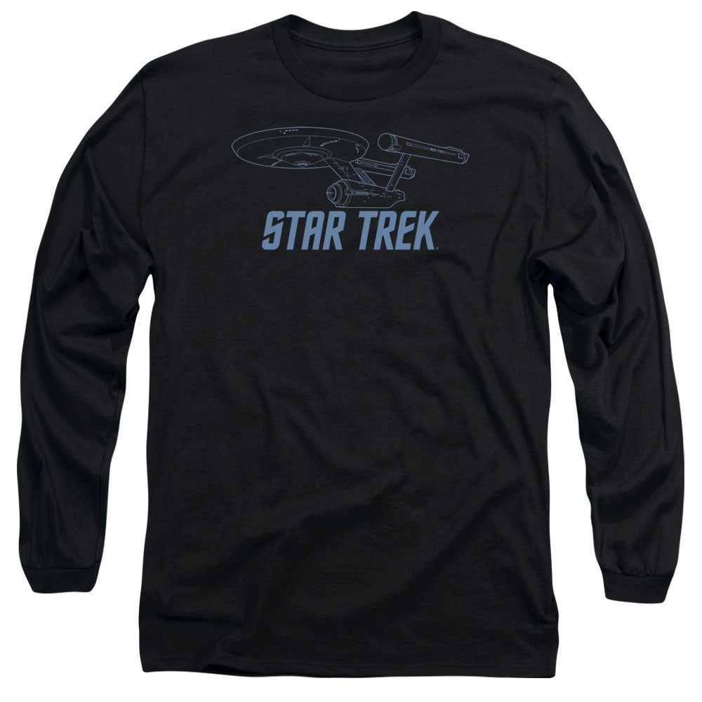 Star Trek Enterprise Outline Mens Long Sleeve Shirt Black Officially Licensed Officially Licensed