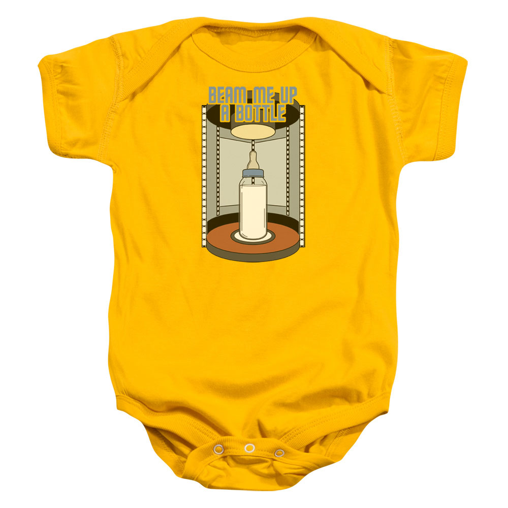 Star Trek Bottle Beam Up Infant Baby Snapsuit Gold