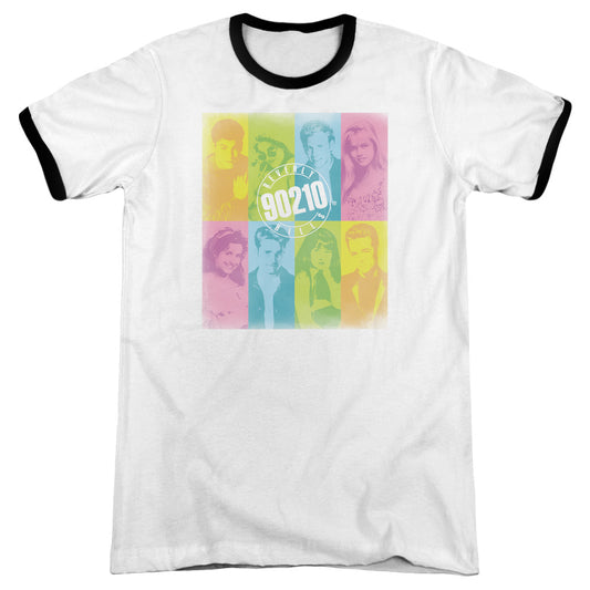 90210 Color Block of Friends Heather Ringer Mens T Shirt White