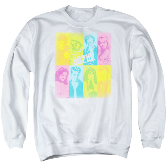 90210 Color Block of Friends Mens Crewneck Sweatshirt White