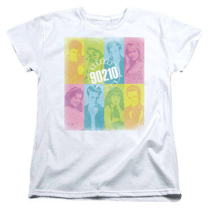 90210 Color Block of Friends Womens T Shirt White