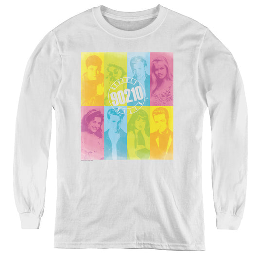 90210 Color Block of Friends Long Sleeve Kids Youth T Shirt White