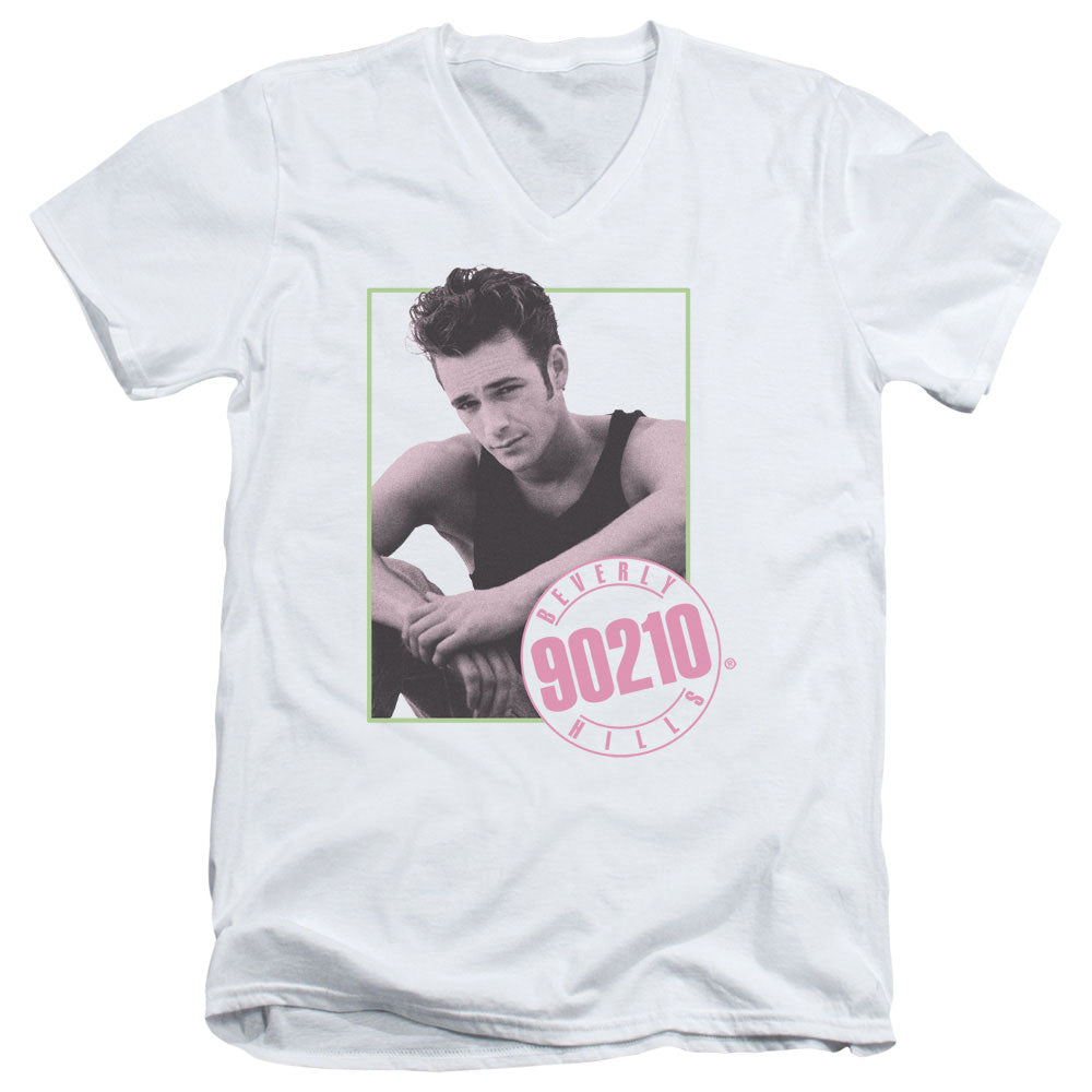 90210 Dylan Mens Slim Fit V-Neck T Shirt White