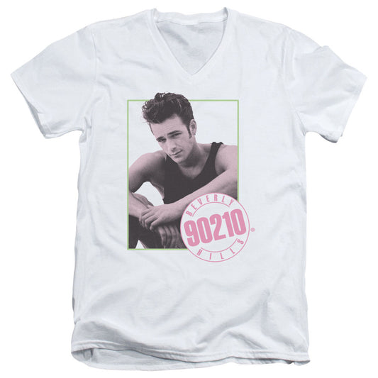 90210 Dylan Mens Slim Fit V-Neck T Shirt White