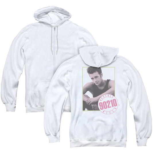 90210 Dylan Back Print Zipper Mens Hoodie White