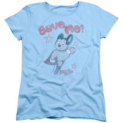 Mighty Mouse Save Me Womens T Shirt Light Blue Officially Licensed