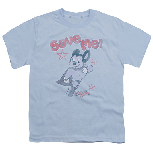 Mighty Mouse Save Me Kids Youth T Shirt Light Blue Officially Licensed