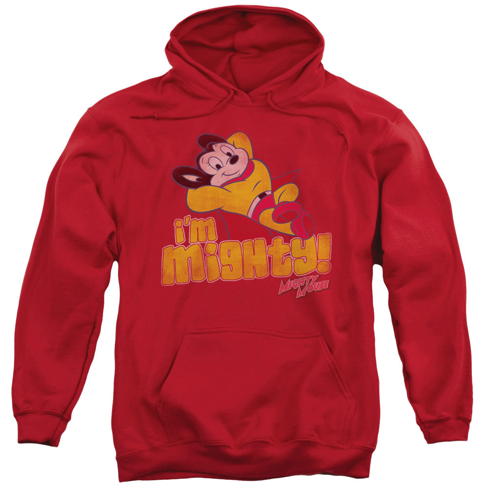 Mighty Mouse I'M Mighty Mens Hoodie Red Officially Licensed