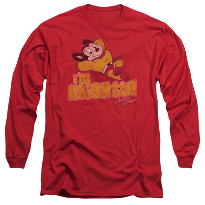 Mighty Mouse Im Mighty Mens Long Sleeve Shirt Red Officially Licensed