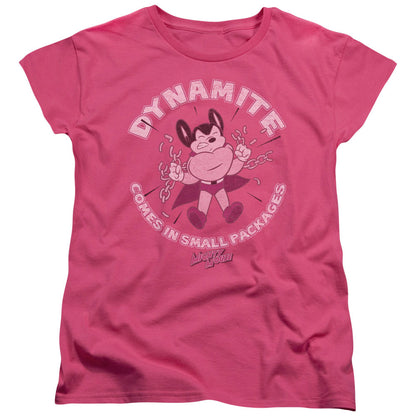 Mighty Mouse Dynamite Womens T Shirt Hot Pink Officially Licensed
