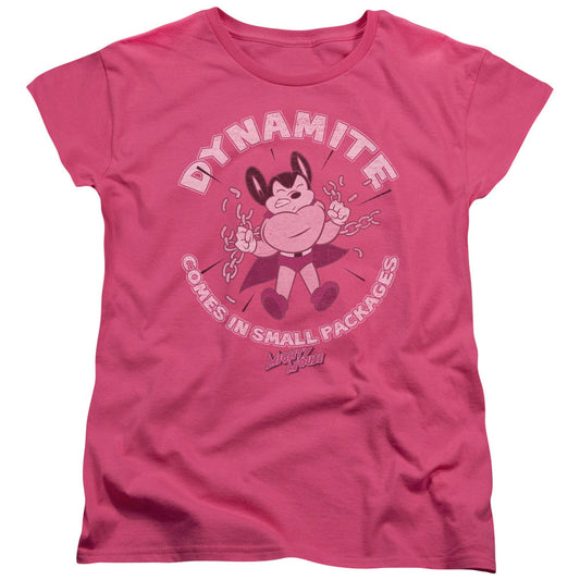 Mighty Mouse Dynamite Womens T Shirt Hot Pink