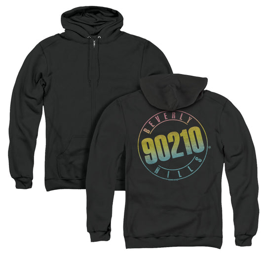 90210 Color Blend Logo Back Print Zipper Mens Hoodie Black