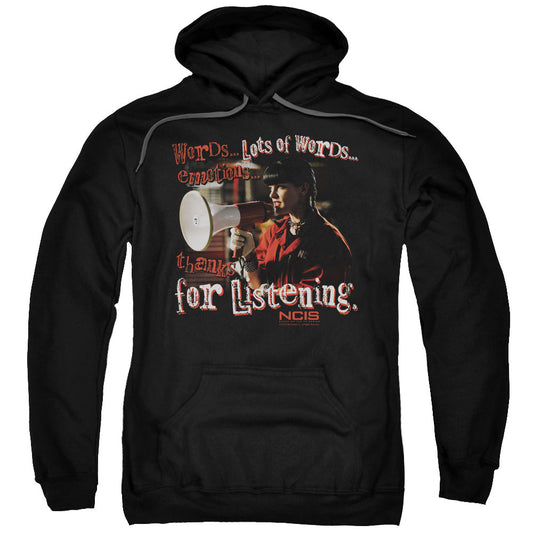 Ncis Thanks For Listening Mens Hoodie Black Officially Licensed