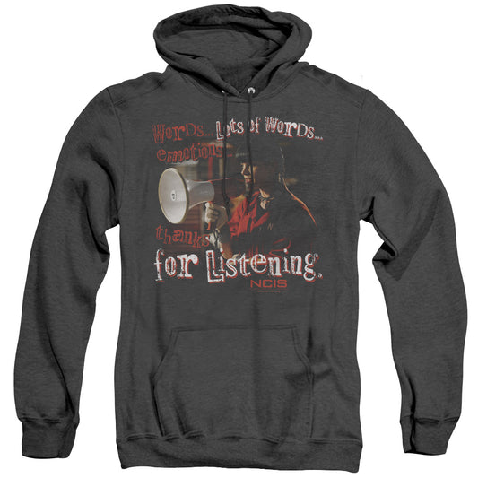 Ncis Thanks For Listening Mens Heather Hoodie Black Officially Licensed