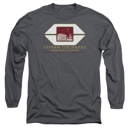 Star Trek Cochrane Library Mens Long Sleeve Shirt Charcoal Officially Licensed Officially Licensed