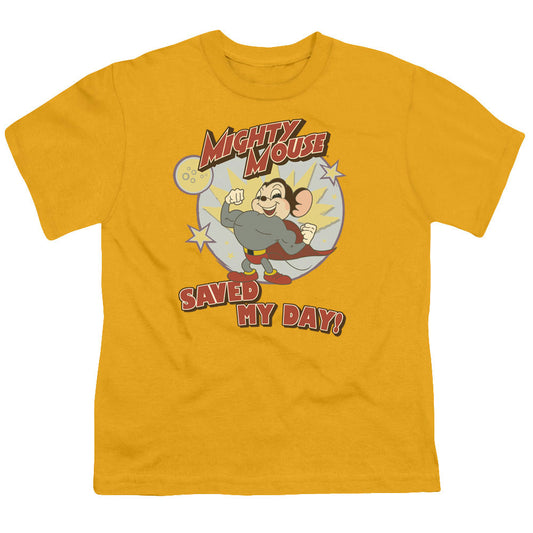 Mighty Mouse Vintage Day Kids Youth T Shirt Gold Officially Licensed