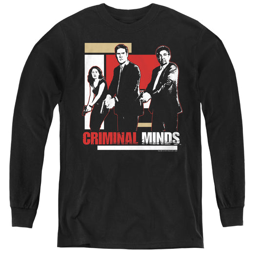 Criminal Minds Guns Drawn Long Sleeve Kids Youth T Shirt Black Officially Licensed