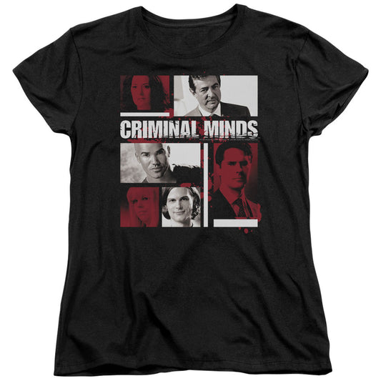 Criminal Minds Character Boxes Womens T Shirt Black Officially Licensed