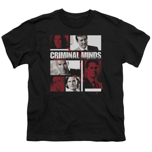 Criminal Minds Character Boxes Kids Youth T Shirt Black Officially Licensed