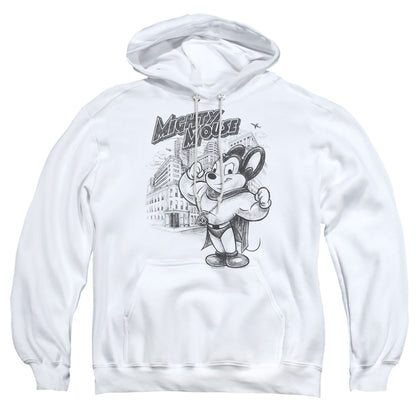 Mighty Mouse Protect And Serve Mens Hoodie White Officially Licensed