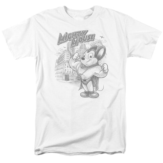 Mighty Mouse Protect and Serve Mens T Shirt White