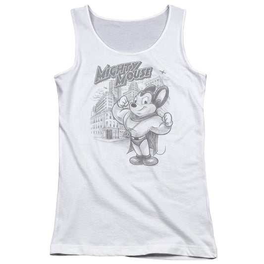 Mighty Mouse Protect and Serve Womens Tank Top Shirt White