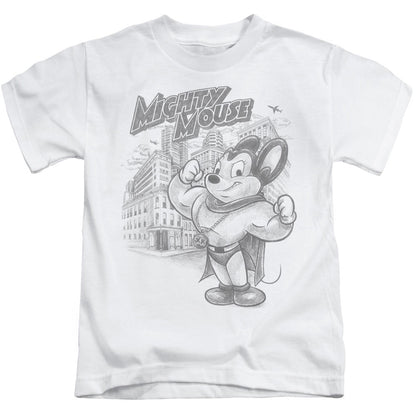 Mighty Mouse Protect and Serve Juvenile Kids Youth T Shirt White Officially Licensed