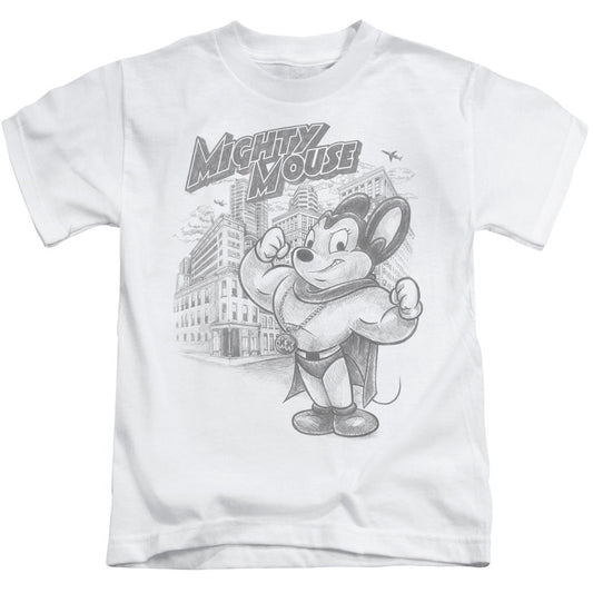 Mighty Mouse Protect and Serve Juvenile Kids Youth T Shirt White Officially Licensed