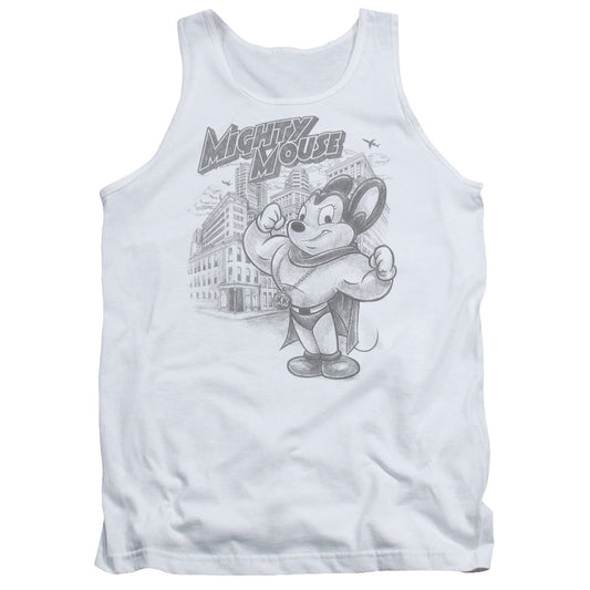 Mighty Mouse Protect and Serve Mens Tank Top Shirt White