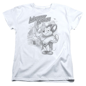 Mighty Mouse Protect and Serve Womens T Shirt White