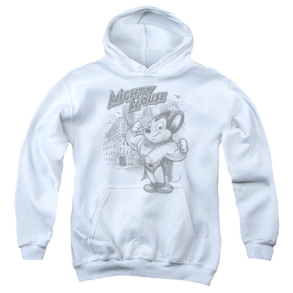 Mighty Mouse Protect and Serve Kids Youth Hoodie White Officially Licensed