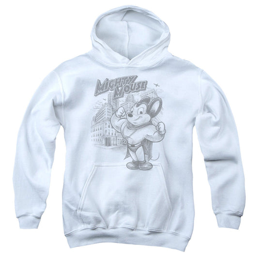 Mighty Mouse Protect and Serve Kids Youth Hoodie White Officially Licensed