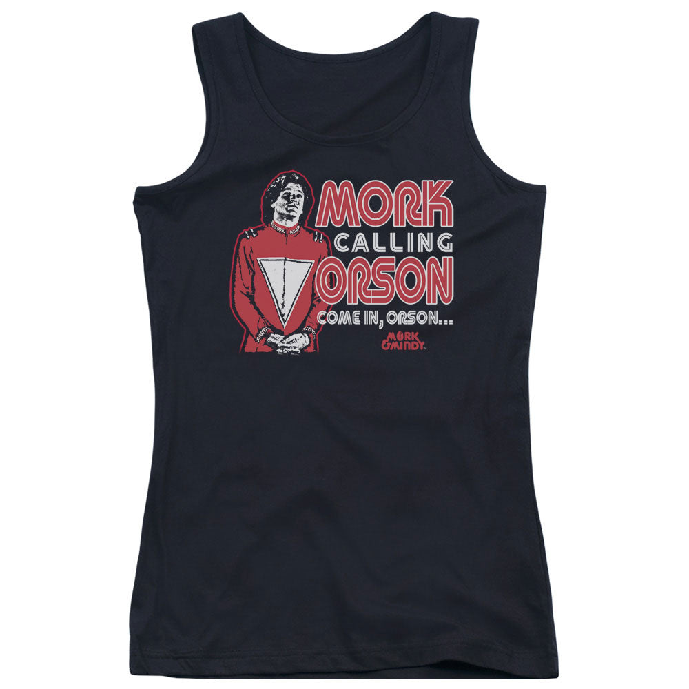 Mork & Mindy Mork Calling Orson Womens Tank Top Shirt Black