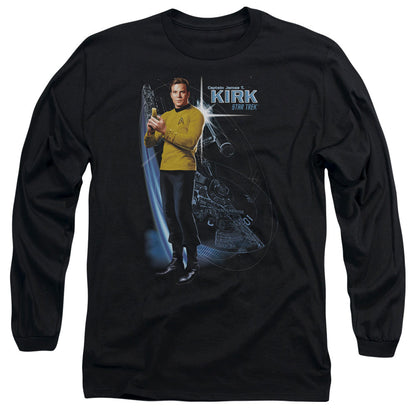 Star Trek Galactic Kirk Mens Long Sleeve Shirt Black Officially Licensed Officially Licensed