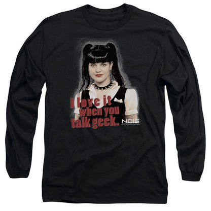 Ncis Geek Talk Mens Long Sleeve Shirt Black Officially Licensed
