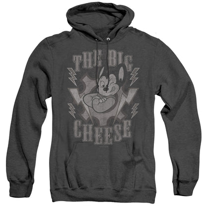 Mighty Mouse The Big Cheese Mens Heather Hoodie Black Officially Licensed