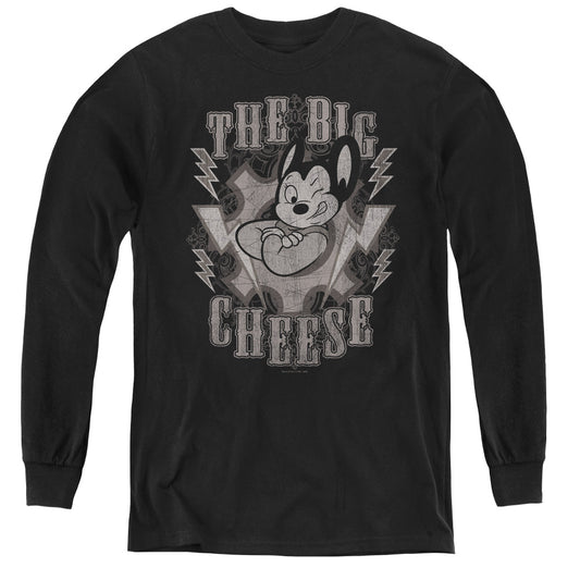 Mighty Mouse the Big Cheese Long Sleeve Kids Youth T Shirt Black Officially Licensed
