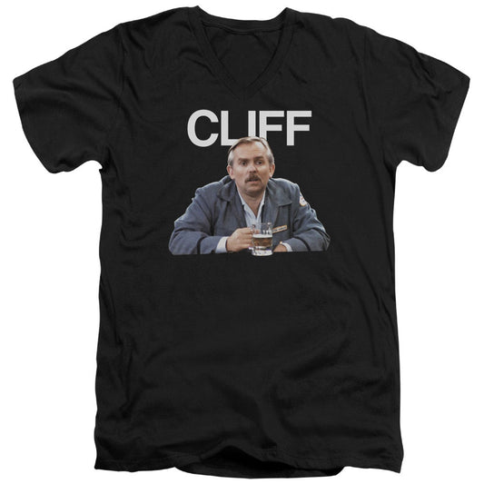 Cheers Cliff Mens Slim Fit V-Neck T Shirt Black Officially Licensed