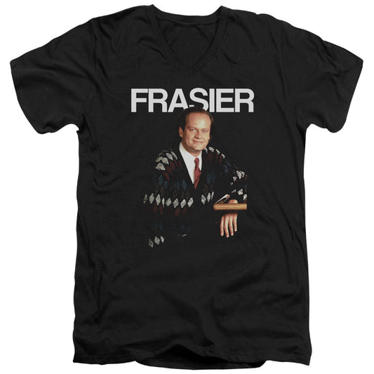 Cheers Frasier Mens Slim Fit V-Neck T Shirt Black Officially Licensed