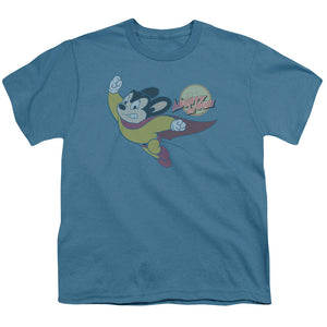 Mighty Mouse to the Sky Kids Youth T Shirt Slate