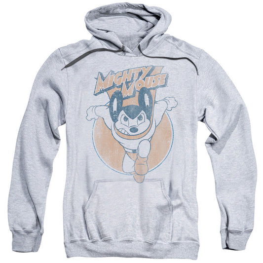 Mighty Mouse Flying With Purpose Mens Hoodie Athletic Heather Officially Licensed