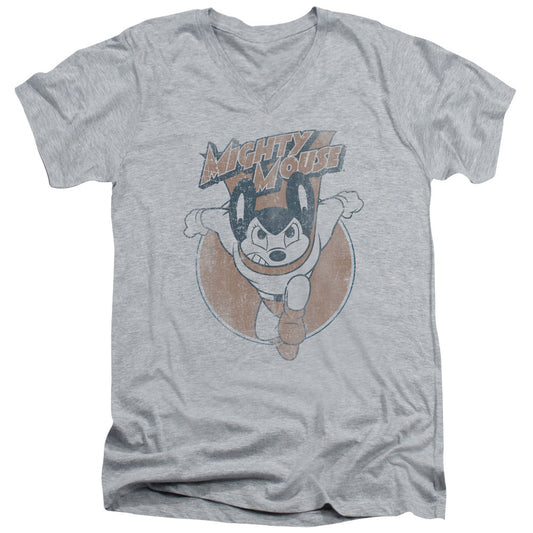 Mighty Mouse Flying With Purpose Mens Slim Fit V-Neck T Shirt Athletic Heather