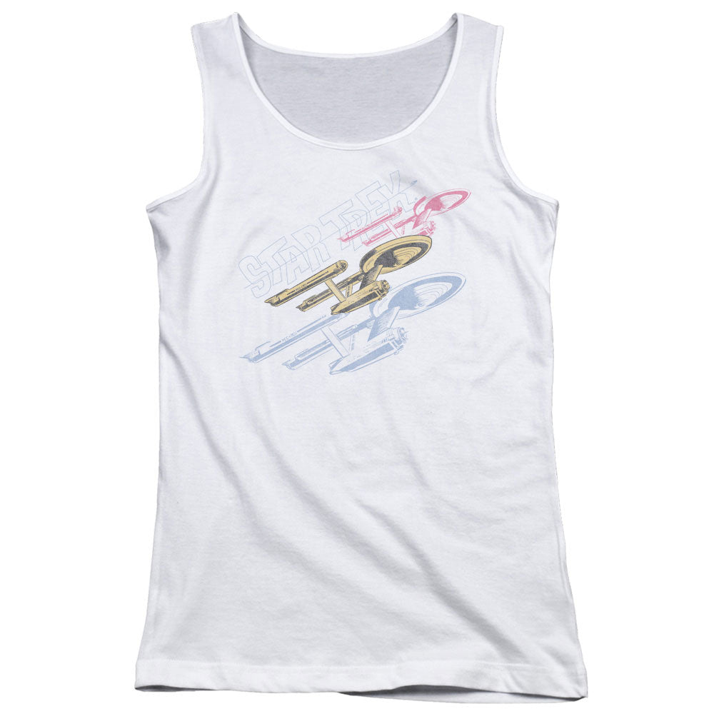 Star Trek Retro Tri Enterprise Womens Tank Top Shirt White