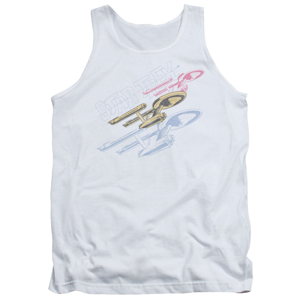 Star Trek Retro Tri Enterprise Mens Tank Top Shirt White