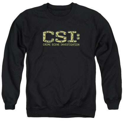 Csi Collage Logo Mens Crewneck Sweatshirt Black Officially Licensed